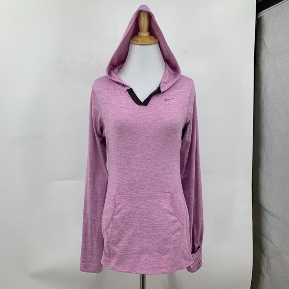 Nike Running Element Hooded Jacket Womens XS Purple Dri Fit Flat Seam Thumbholes - Picture 2 of 16